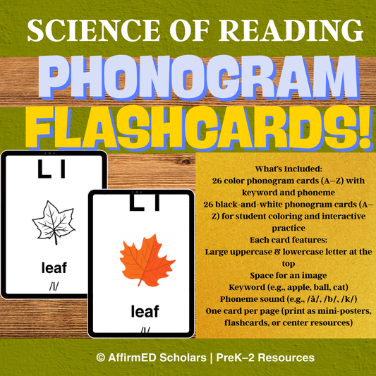 Phonogram Flashcards – Letters, Words & Sounds (52-Card Printable Set)