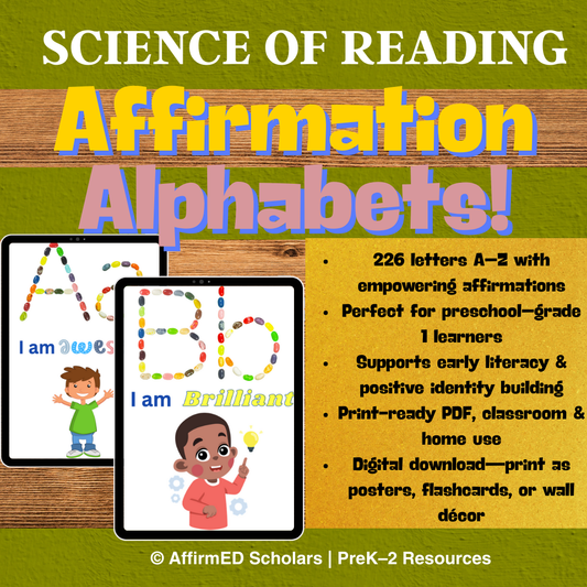 Affirmation Alphabet Flashcards & Posters | Early Childhood Literacy Resource