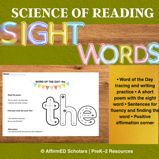 Sight Word Poetry Practice Pack | PreK–1 Literacy + Affirmations-Digital Download