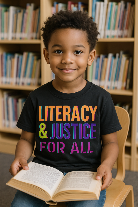 Literacy & Justice Kids Tee - Fun Educational Shirt for Children, Gift for Young Advocates, Back to School Wear, Inclusive Apparel, [...]