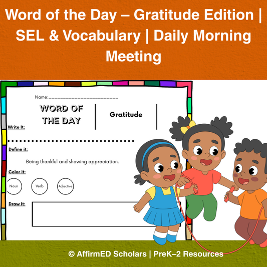 Digital | Word of the Day – Gratitude Edition | SEL & Vocabulary | Daily Morning Meeting